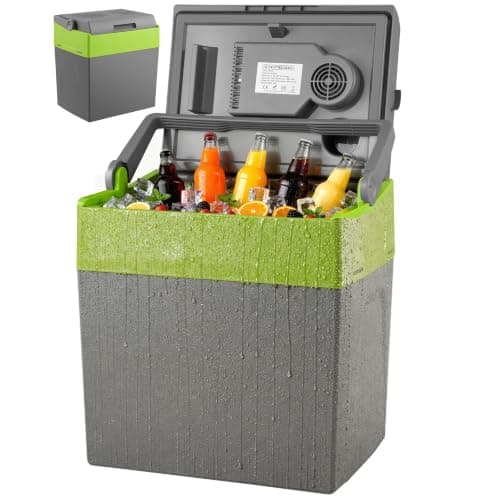 30 Liter 2in1 Kühlbox | Elektrische Kühlbox | Kühltasche | Isoliertasche | Thermobox | Warmhaltebox | Auto | Camping | Thermal Kühlbox (Gora Grey/Gilmo Green)
