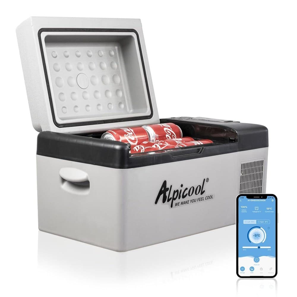 Alpicool C20 20L Kompressor Kühlbox 12v Mini Kühlschrank Klein Elektrische Camping-Gefrierbox Tragbare für Auto, Lkw, Boot, RV und Steckdose, -20℃-20℃, mit USB Anschluss