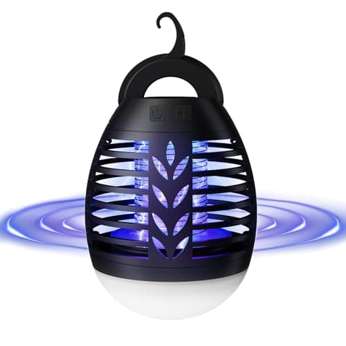 ROVLAK Insektenvernichter Campinglampe Outdoor, LED Mückenlampe USB Wiederaufladbar 2-In-1 Moskitokiller Lampe mit LED Licht, 3 Beleuchtungsmodi, Wasserdicht UV Mückenschutz für Camping, Zelt, Garten