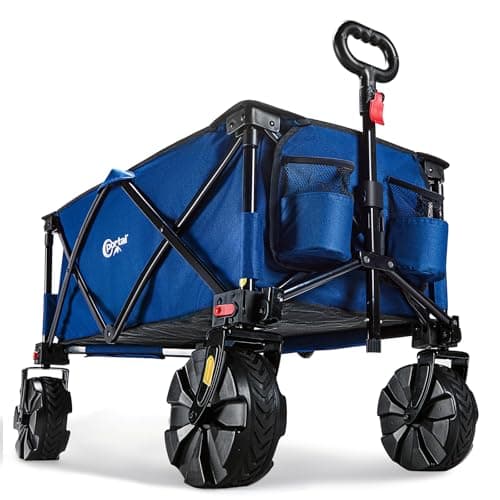 PORTAL Bollerwagen faltbar schnellspannere breite Reifen 102KG Klappwagen Handwagen klappbar Faltwagen Transportwagen für Camping Strand Einkaufen