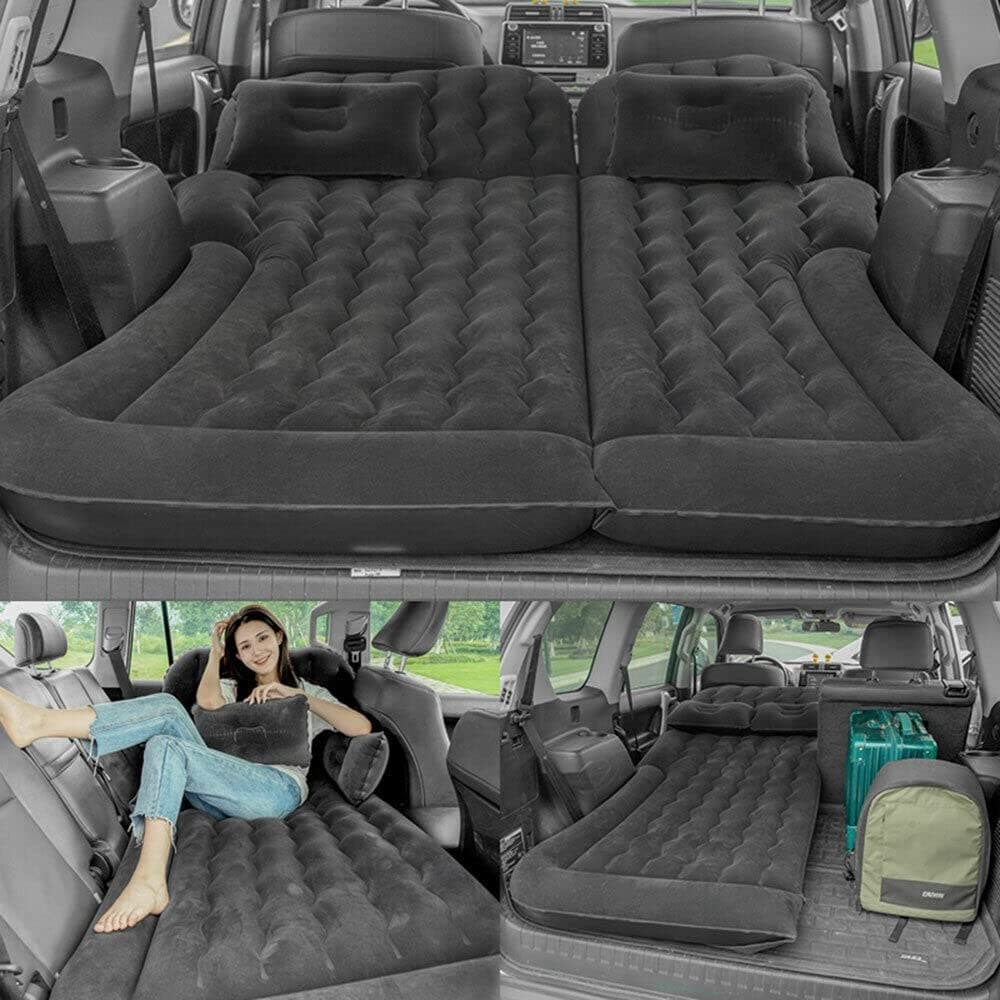 Auto Luftmatratze SUV aufblasba aufblasbare Camping Combo Portable, abnehmbar aufblasba Matratze für Reisen Camping Outdoor-Aktivität, mit 2 Kissen und Inflator (Schwarz)