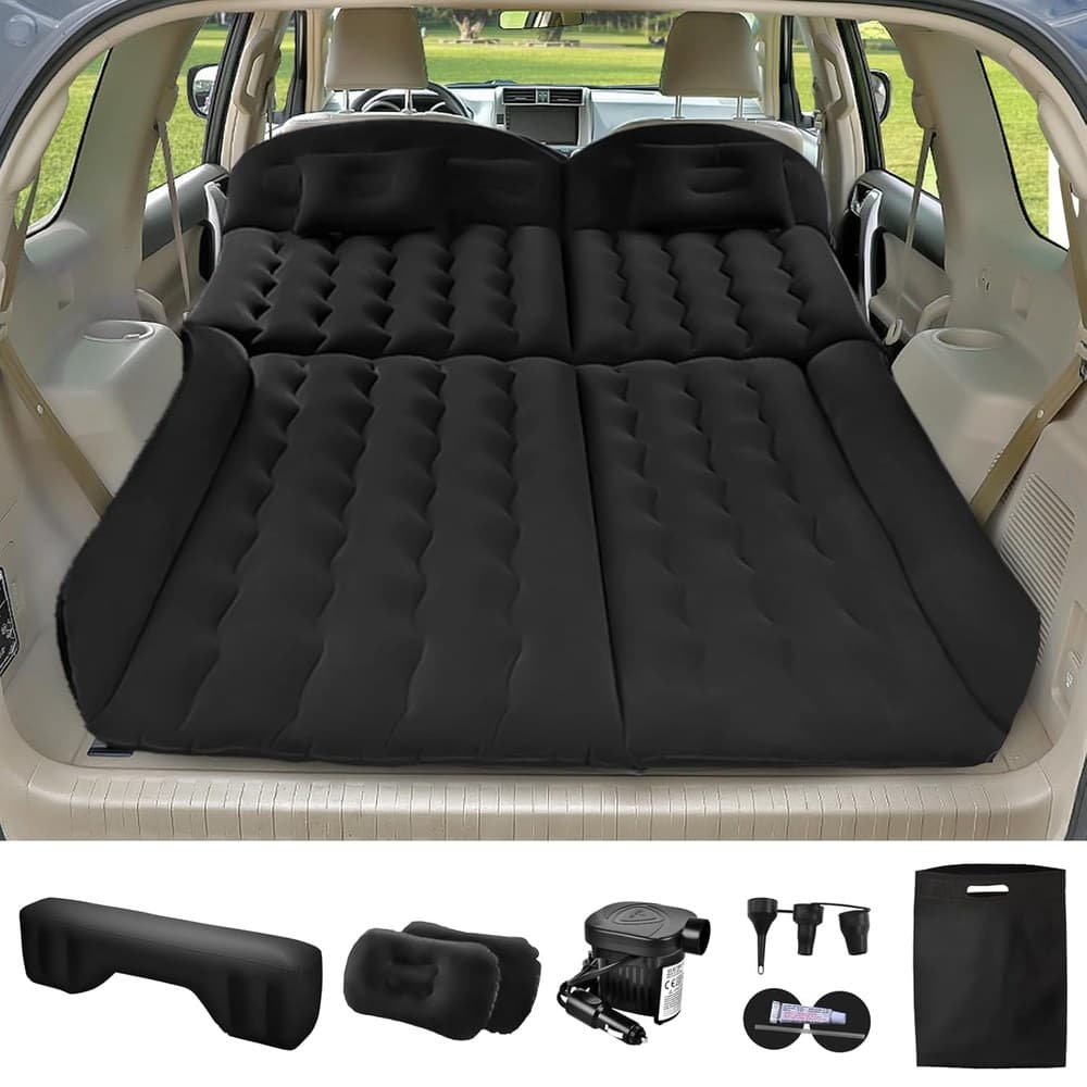 YOOHBERRYS Auto Matratze, 200 * 125cm SUV Auto Luftmatratze mit Luftpumpe, 2 Kissen, Rücksitz Luftmatratze Kissen, Verdickte Beflockung Aufblasbare Auto Bett Kofferraum für Camping