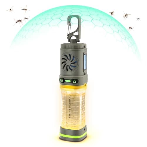 Joellfuner Elektrisches Tragbarer Mückenschutz, Mückenabwehr Camping mit 50-400 lm Campinglampe, Mückenschutzmittel mit 4800mAh Wiederaufladbarer Akku für Outdoor Patio Travel Backpacker (4800mAh)