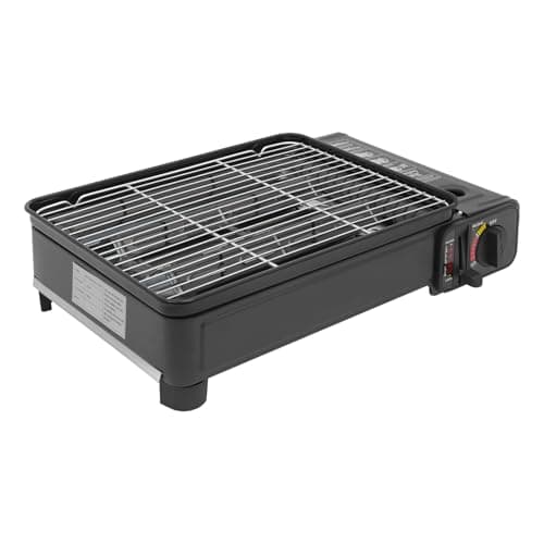Camping Gasgrill, 2200W Tischgasgrill, Tragbarer Gasgrill mit Fettbehälter und Tragetasche, Gaskocher Camping Kocher, Campinggrill Gas, Gaskocher Set für Terrasse, Balkon und Garten
