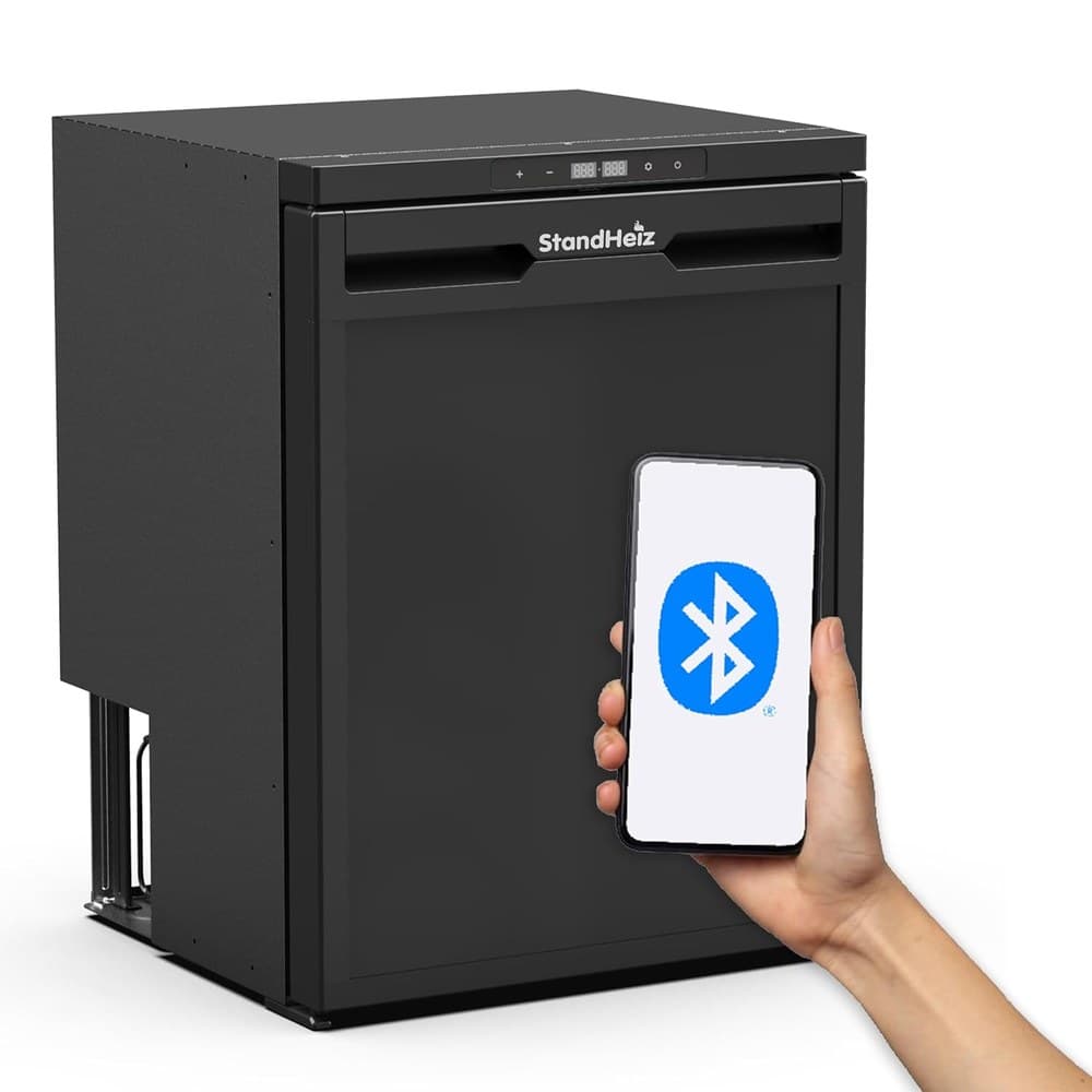 65L Kompressor Kühlbox mit APP-Steuerung 12V 24V, Energiesparender Mini Kühlschrank mit seitlich öffnender Tür, Kühlschrank klein mit Gefrierfunktion für Auto, LKW, Boot, Reisemobil, Camping