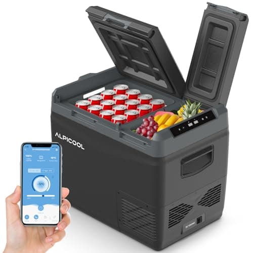 Alpicool KLS48 39L Kompressor Kühlbox Dual Zone mit APP-Steuerung, 2026 NEU Kühlbox 12V 230V Kompressor, Camping Kühlschrank für Auto, Angeln, Boot, LKW, -20℃-20℃, mit Eiswürfelform, Schwarz