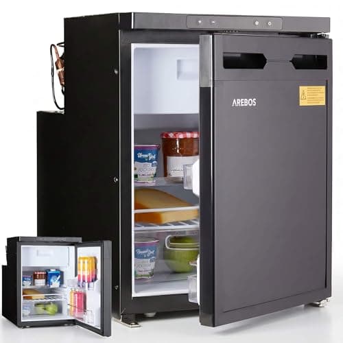 Arebos Wohnmobil Kompressor Kühlschrank 50L mit Gefrierfach | APP-Steuerung | 12V/24V | bis -20°C | Wechselbarer Türanschlag | Camping Kühlschrank für Wohnmobil, Camper, Auto & LKW