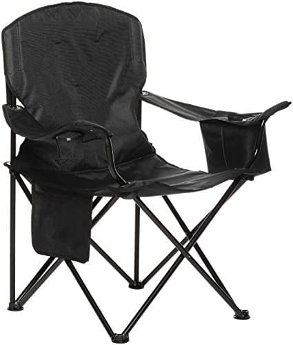 Amazon Basics Campingstuhl mit Kühlfach, Schwarz, Gepolstert, X-Large