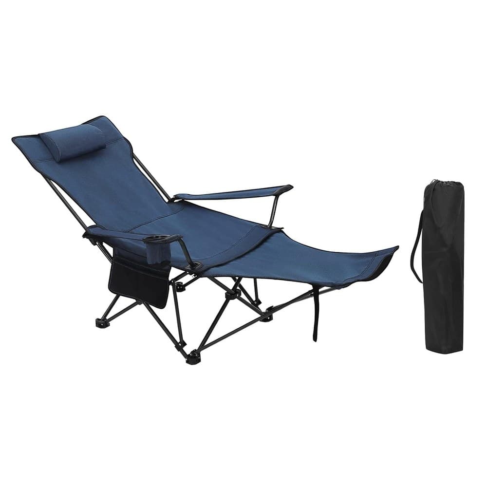 WOLTU Campingstuhl Faltbar mit Fußablage,2-in-1 Strandstuhl klappbar,Angelstuhl Camping Klappstuhl mit Getränkehalter Aufbewahrungstasche für Camping Strand Angeln