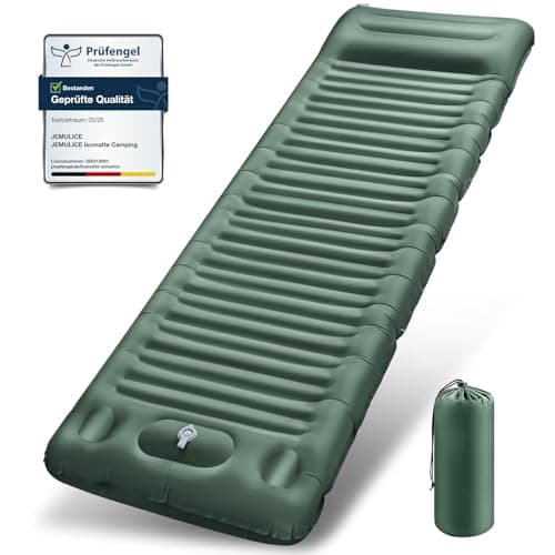 Isomatte Camping, 12CM Ultradicke Camping Luftmatratze mit Fußpumpe, Aufblasbare Matratze Kleines Packmaß, Ultraleichte Wasserdicht Outdoor Campingmatte Schlafmatte für Wandern, Zelt - Armeegrün