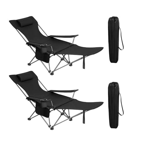 WOLTU Campingstuhl 2er Set Faltbar mit Fußablage,2-in-1 Strandstuhl klappbar,Angelstuhl Camping Klappstuhl mit Getränkehalter Aufbewahrungstasche für Camping Strand Angeln