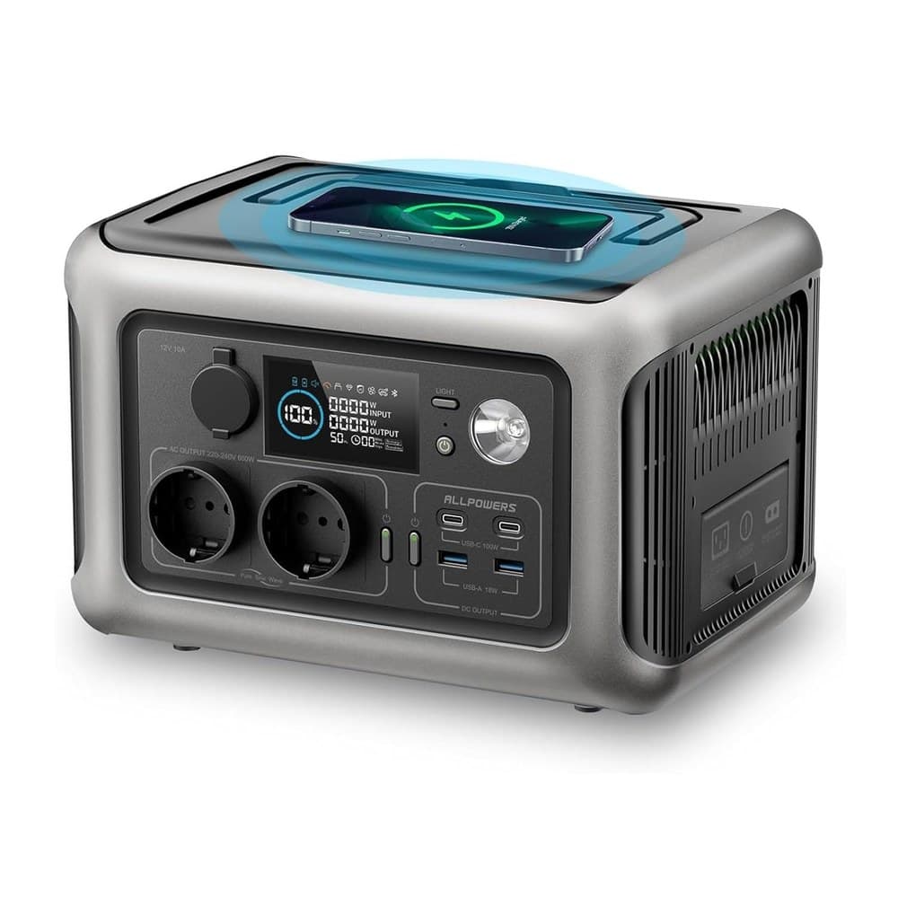 ALLPOWERS R600 Tragbare Powerstation, 299Wh LiFePO4 Batterie mit 2x 600W (1200W Spitze) AC Ausgang Solargenerator, 0-100% Schnellladung in 1 Stunde für Garten Party Reise Camping Wohnmobil Notfall