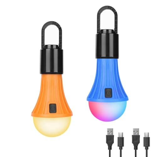 Lepro Aufladbare Campinglampe, Zeltlampe, Glühbirne Notlicht mit 7 Leuchtmodi, 2 Stück für Abenteuer Angeln Garage Notfall Stromausfall