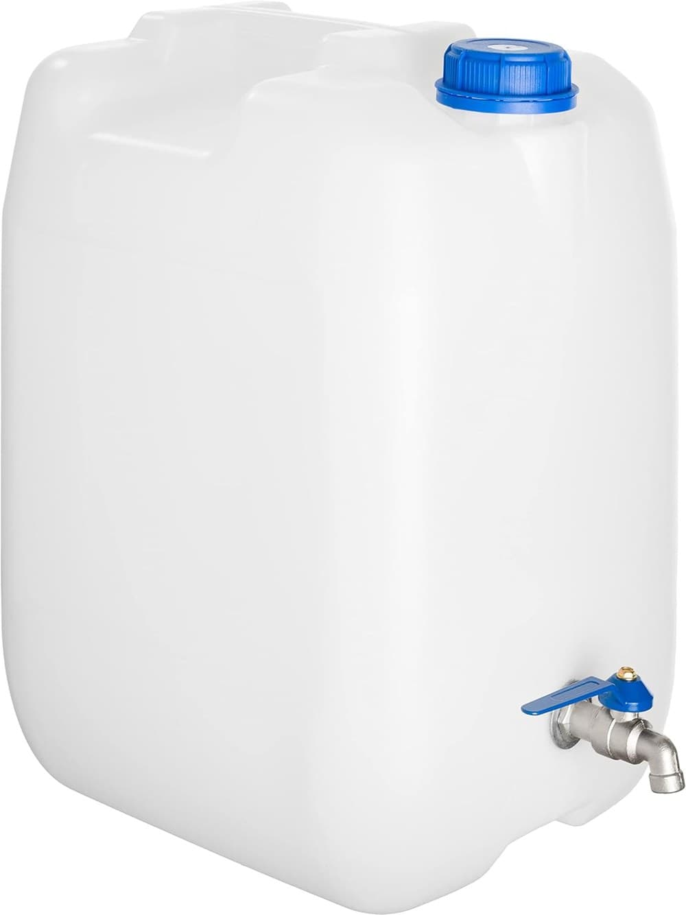 Wasserkanister mit Metall Hahn, 20 Liter, Trinkwasser Kanister & Zapfhahn Verzinkt, Wassertank BPA-frei, Wasserbehälter Made in EU – Ideal für Camping, Camper & LKW