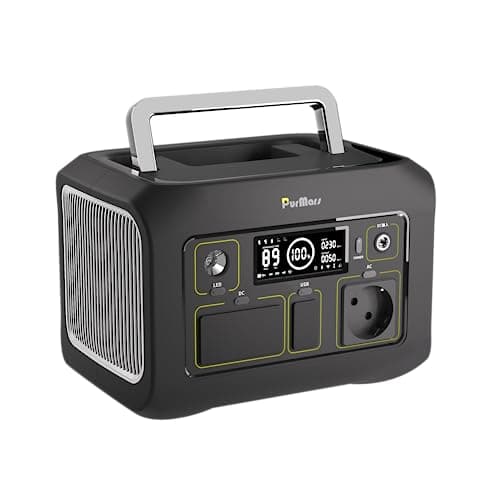 PurMars Powerbank Powerstation 300W (Max.500W), 288Wh (90.000mAh) Tragbares Powerbank mit 230V-Rein-Sinuswellen-AC, LiFePO4-Batterie Powerstation, geeignet für Outdoor Camping, Reisen und Notfälle.