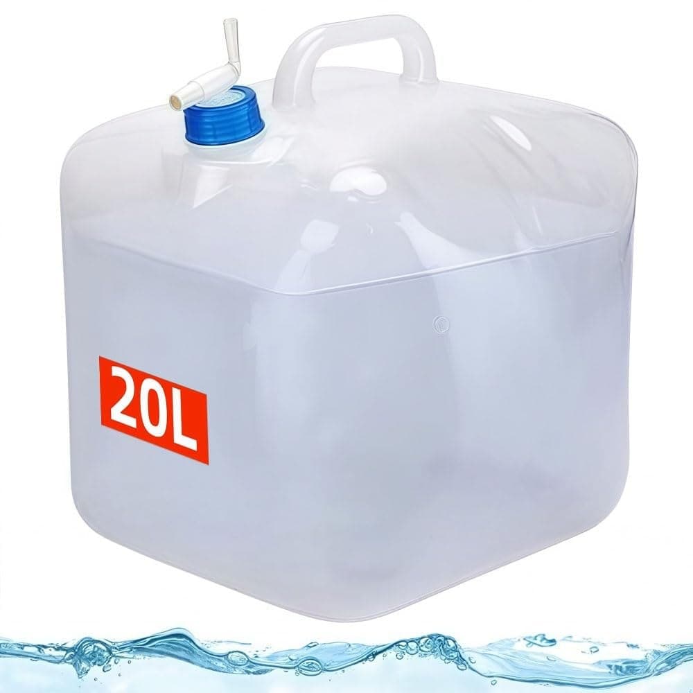 Wasserkanister Faltbar 20L mit Hahn | EIN Extra Dichtungsdeckel | Abflussrohr 12cm für Indoor Outdoor Camping