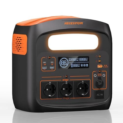 NECESPOW Tragbare Powerstation 1800W(3600W Spitze),1024Wh LiFePO4 Akku,3x AC Ausgang Solargenerator,Schnellladung in 55 Min,PD 100W,USB-C/AC/DC,Solarladung für Camping Notstrom Outdoor