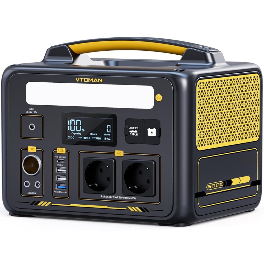 VTOMAN Jump 600X Tragbare Powerstation 600W - 299Wh Solar Generator LiFePO4 Batterie Stromgenerator Mobile mit 2x 600W (1200W Spitze), Erweiterbare Kapazität für Camping Wohnmobil Notfall