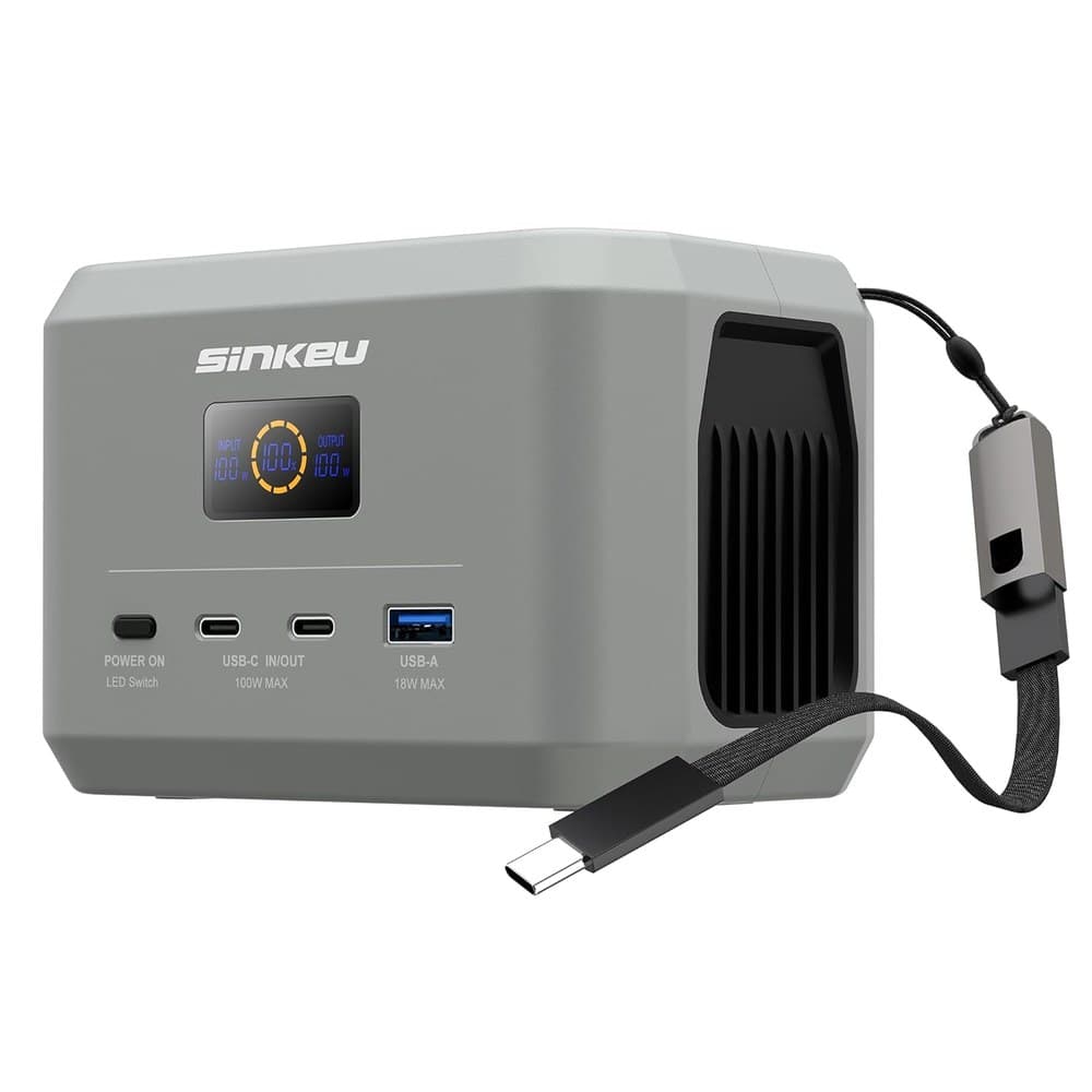 SinKeu Tragbare Powerstation, 96 Wh LiFePO4-Akku mit 3 Anschlüssen, USB-C 100 W EIN-/Ausgang Schnellladeakku für Reisen, Notstromversorgung