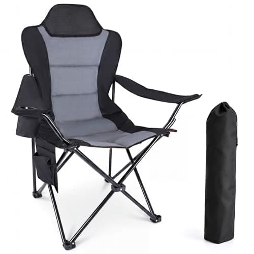 YEAUPE PRO Campingstuhl Faltbar Bequem Gepolster, 150 KG Belastbar | Camping Stuhl mit Hochlehner & Breiter Sitz | Multifunktional Angelstuhl, Karpfenstuhl, Klappstuhl für Camping Strand Festivals