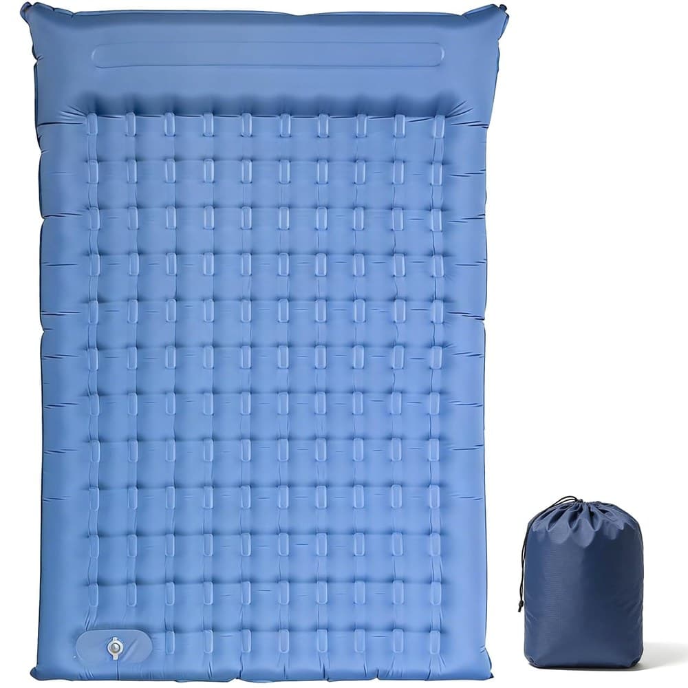 Doppel Isomatte für 2 Personen Selbstaufblasende Luftmatratze 195x134cm Breit,14cm Dicke Fußbetätigte Aufblasfunktion, Perfekt für Paare & Familien-Camping, Festival & Gästebett
