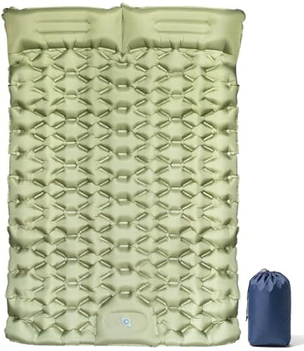 DoXtreme Doppel Isomatte für 2 Personen Outdoor Luftmatratze 195x134cm Breit,10cm Dicke Fußbetätigte Aufblasfunktion, Perfekt für Paare & Familien-Camping, Festival & Gästebett