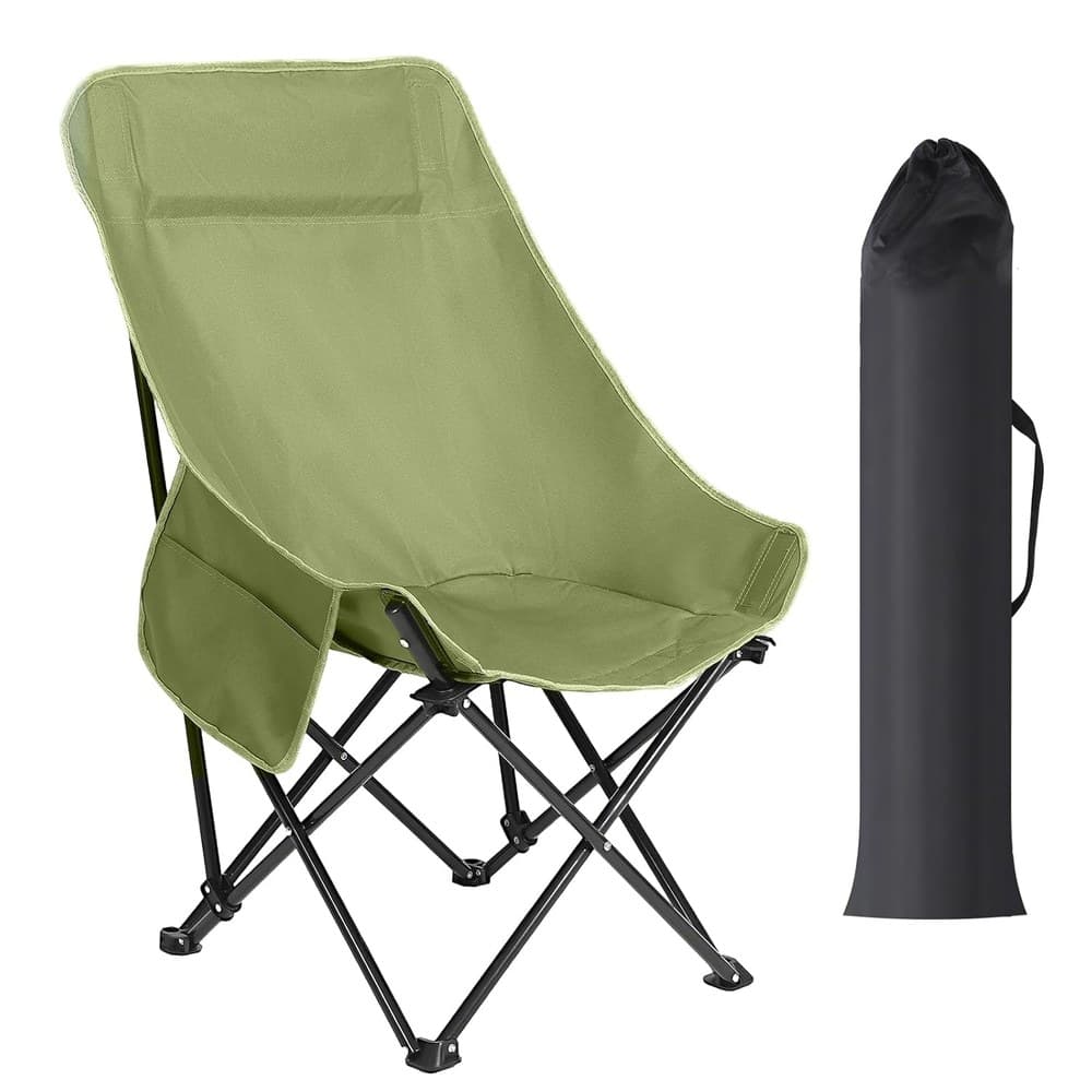 HAUSPROFI Campingstuhl Faltbar Ultraleicht 120kg, Klappstuhl Camping mit Seitentaschen & Hoher Rückenlehne, Angelstuhl Klappbar