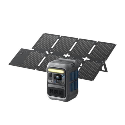 Anker SOLIX C300 Tragbare Powerstation mit 60W Solarpanel, 288Wh LiFePO4 Akku, 300W(Max 600W) Solargenerator, 140W Beiseitige Schnellladeleistung, Für Camping, Draußen, Reisen, Notfälle, unterwegs