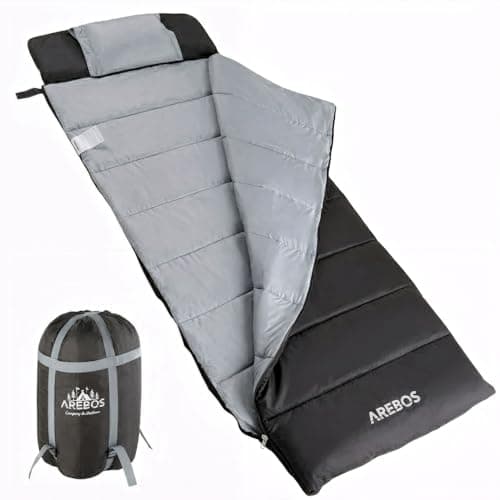 Arebos Schlafsack mit Kissen & Fleecedecke | Deckenschlafsack Erwachsene 220x83 cm | Camping Schlafsack | 0-25°C | wasserabweisend | inkl. Kompressionssack